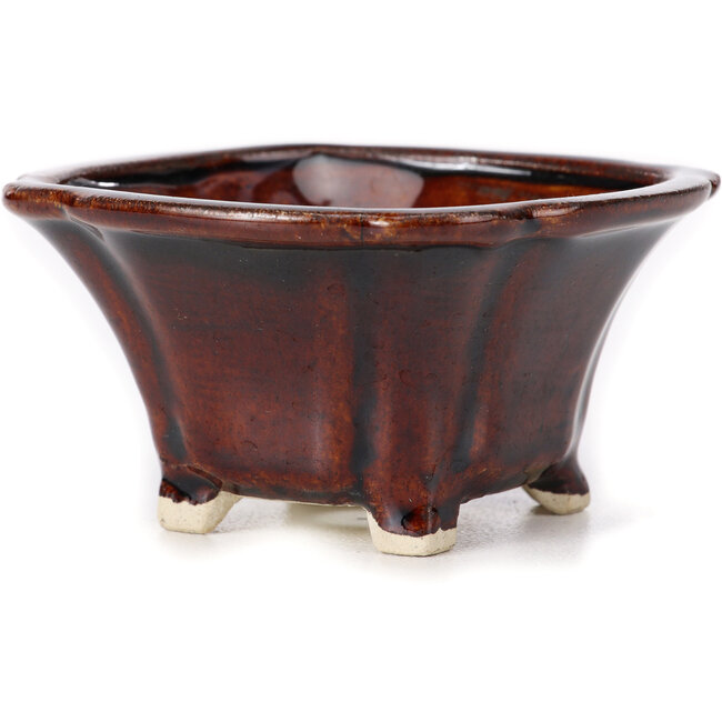 Square brown bonsai pot by Seto - 90 x 90 x 45 mm