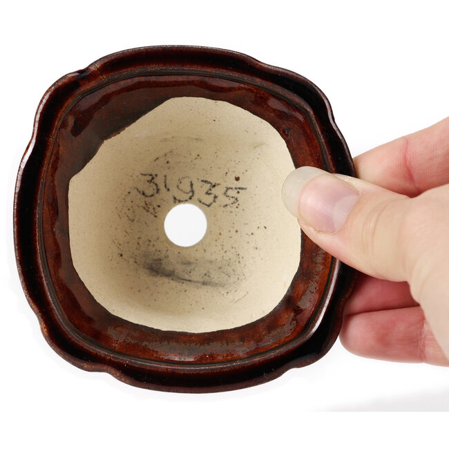 Pot à bonsaï carré marron par Seto - 90 x 90 x 45 mm