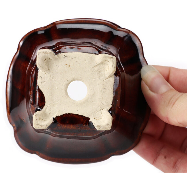 Vaso bonsai quadrato marrone di Seto - 90 x 90 x 45 mm