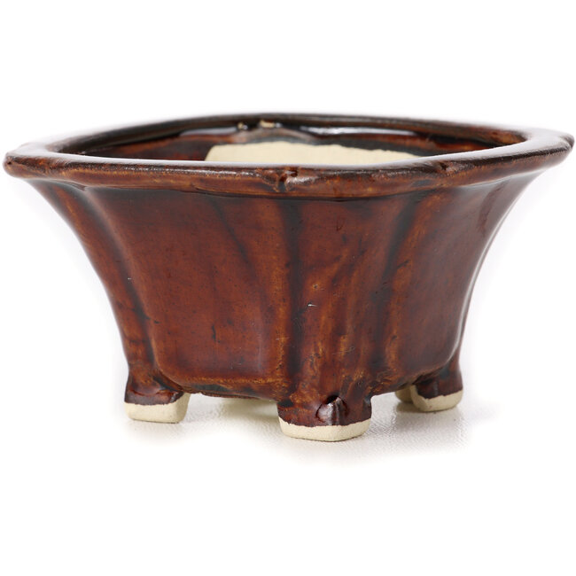 Square brown bonsai pot by Seto - 90 x 90 x 50 mm