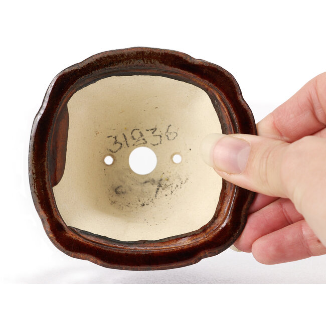 Vaso bonsai quadrato marrone di Seto - 90 x 90 x 50 mm