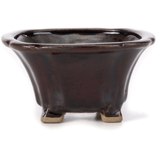 Square brown bonsai pot by Seto - 90 x 90 x 45 mm