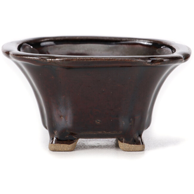 Vierkante bruine bonsaipot van Seto - 90 x 90 x 45 mm