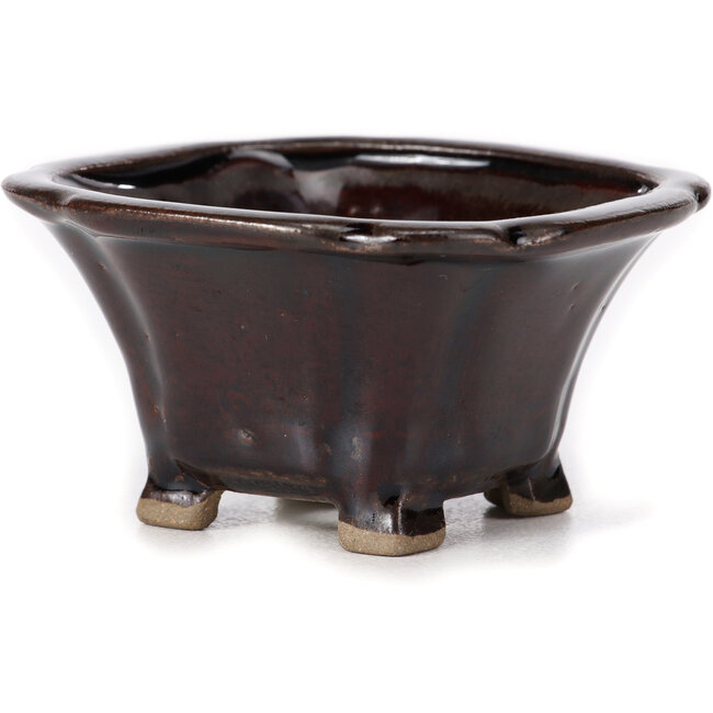 Square brown bonsai pot by Seto - 90 x 90 x 45 mm