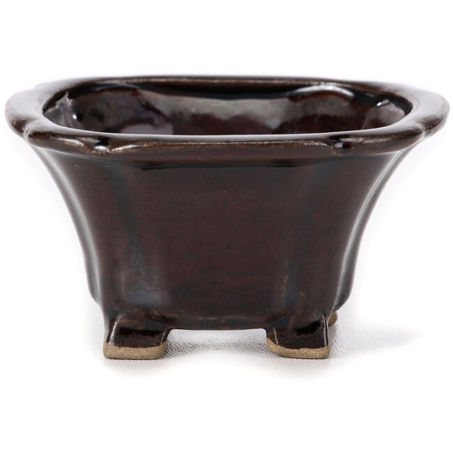 Vaso bonsai quadrato marrone di Seto - 90 x 90 x 45 mm