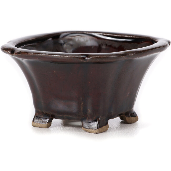 Vaso bonsai quadrato marrone di Seto - 90 x 90 x 45 mm