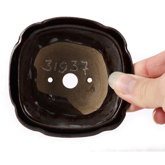 Square brown bonsai pot by Seto - 90 x 90 x 45 mm