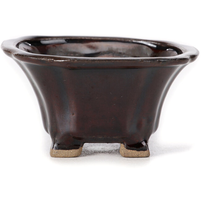 Vaso bonsai quadrato marrone di Seto - 85 x 85 x 50 mm