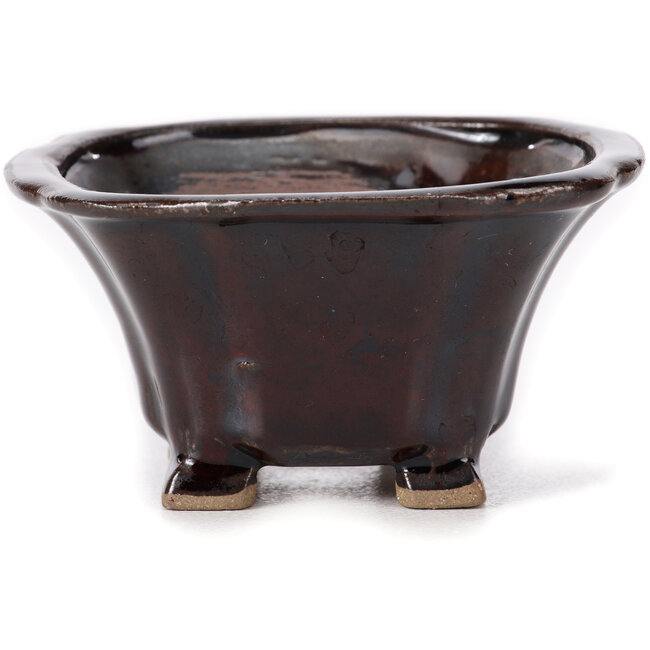 Square brown bonsai pot by Seto - 85 x 85 x 50 mm