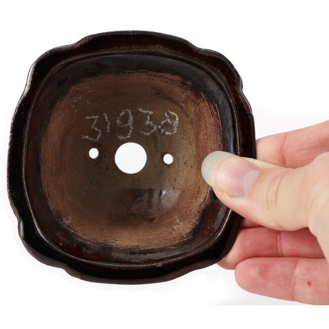 Square brown bonsai pot by Seto - 85 x 85 x 50 mm