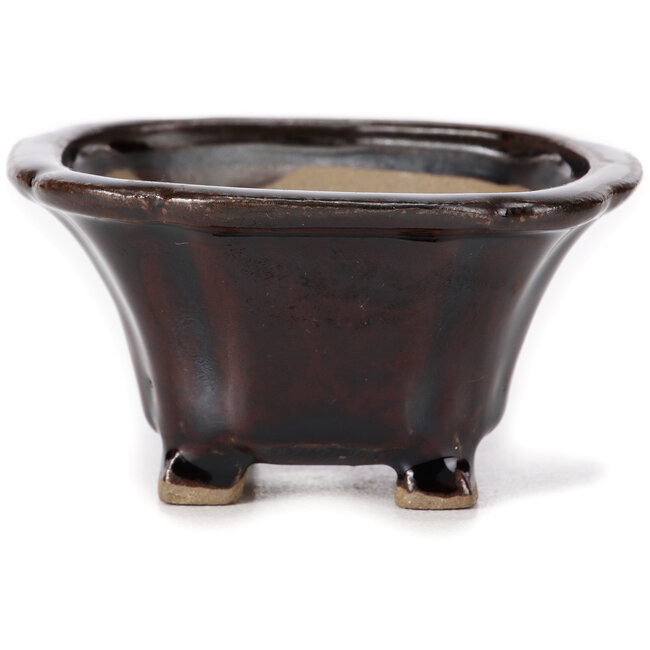 Square brown bonsai pot by Seto - 90 x 90 x 45 mm