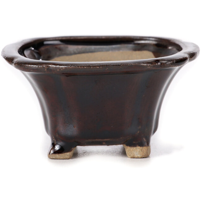 Pot à bonsaï carré marron par Seto - 90 x 90 x 45 mm