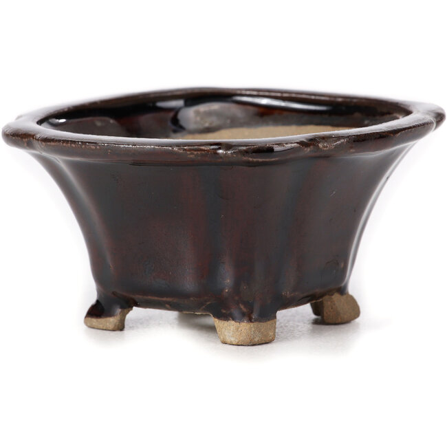 Vierkante bruine bonsaipot van Seto - 90 x 90 x 45 mm