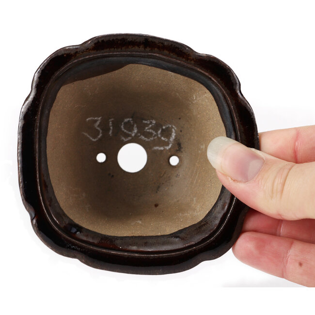 Square brown bonsai pot by Seto - 90 x 90 x 45 mm