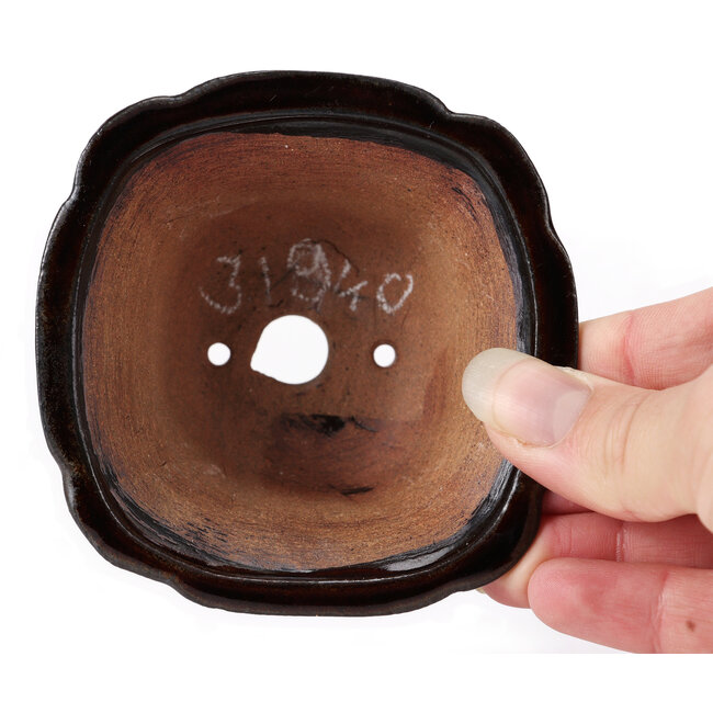 Square brown bonsai pot by Seto - 90 x 90 x 45 mm