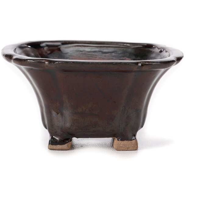 Vierkante bruine bonsaipot van Seto - 90 x 90 x 50 mm