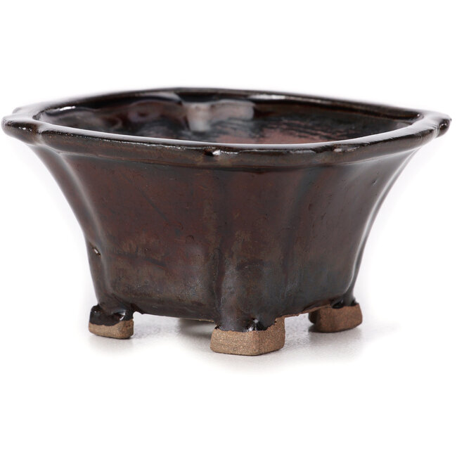 Vierkante bruine bonsaipot van Seto - 90 x 90 x 50 mm