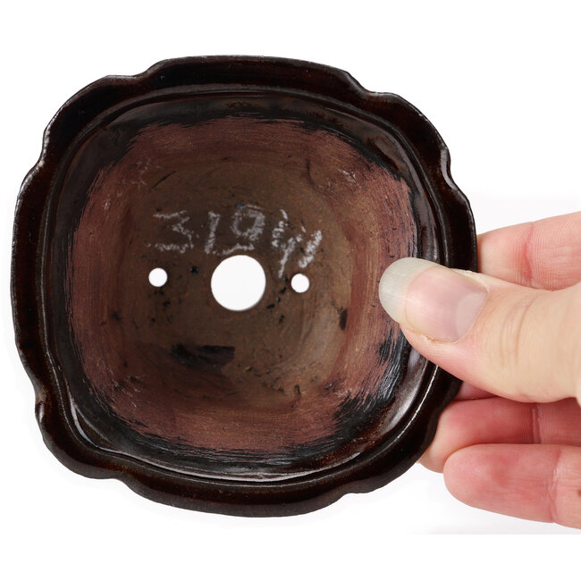 Pot à bonsaï carré marron par Seto - 90 x 90 x 50 mm