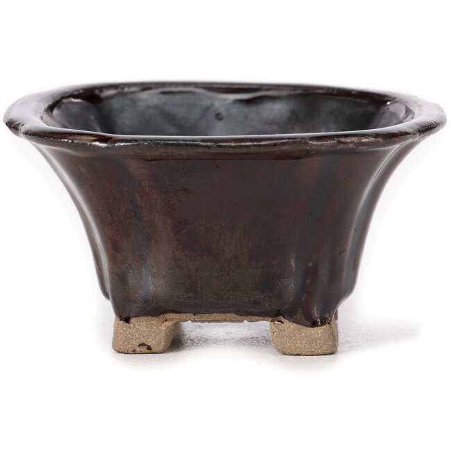 Pot à bonsaï carré marron par Seto - 90 x 90 x 45 mm