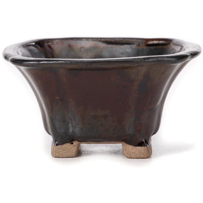 Square brown bonsai pot by Seto - 90 x 90 x 45 mm