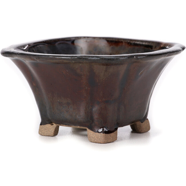 Pot à bonsaï carré marron par Seto - 90 x 90 x 45 mm