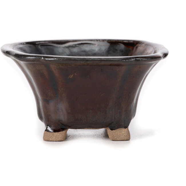 Vaso bonsai quadrato marrone di Seto - 90 x 90 x 45 mm