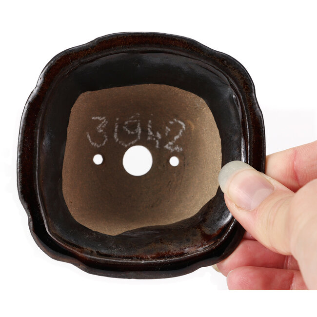 Vaso bonsai quadrato marrone di Seto - 90 x 90 x 45 mm