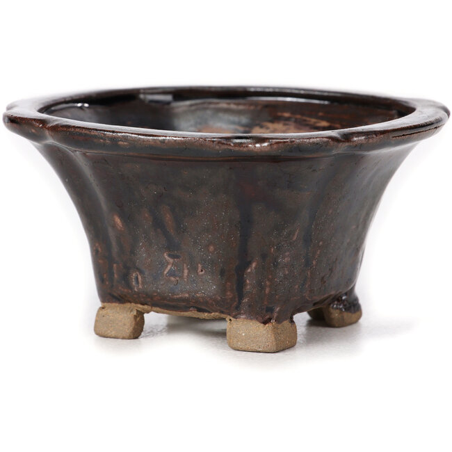 Vaso bonsai quadrato marrone di Seto - 90 x 90 x 45 mm