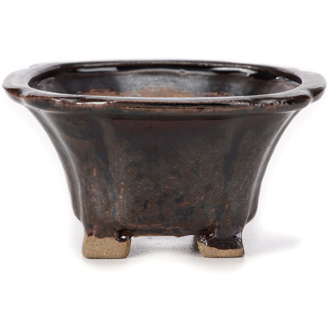 Square brown bonsai pot by Seto - 90 x 90 x 45 mm