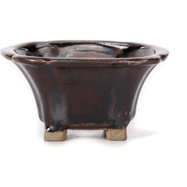Vaso bonsai quadrato marrone di Seto - 90 x 90 x 45 mm