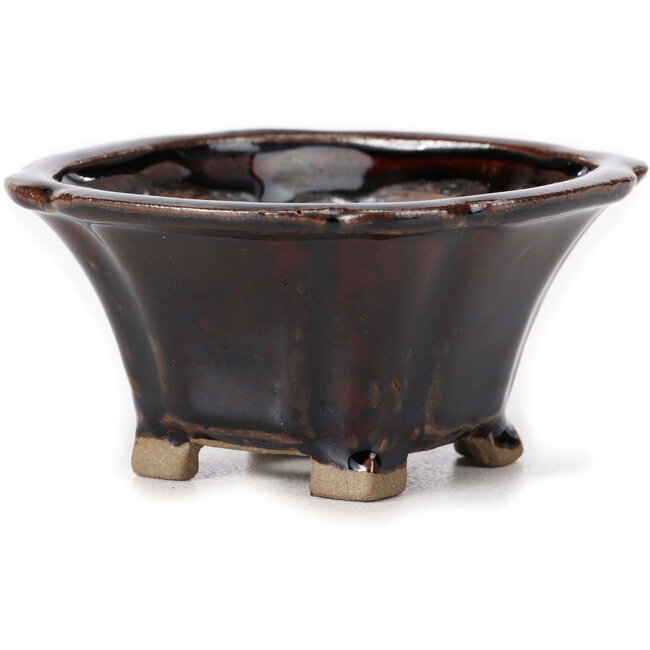 Pot à bonsaï carré marron par Seto - 90 x 90 x 45 mm