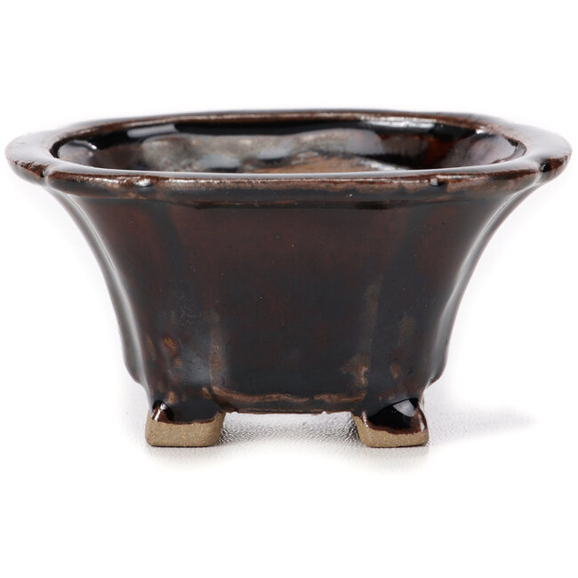 Square brown bonsai pot by Seto - 90 x 90 x 45 mm