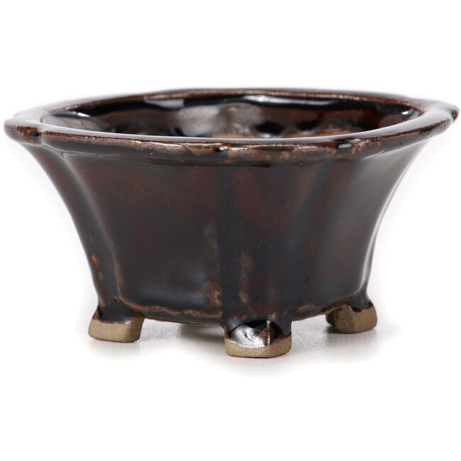 Square brown bonsai pot by Seto - 90 x 90 x 45 mm