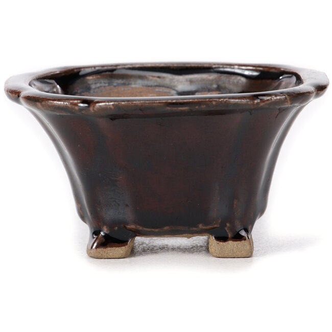 Vierkante bruine bonsaipot van Seto - 90 x 90 x 45 mm