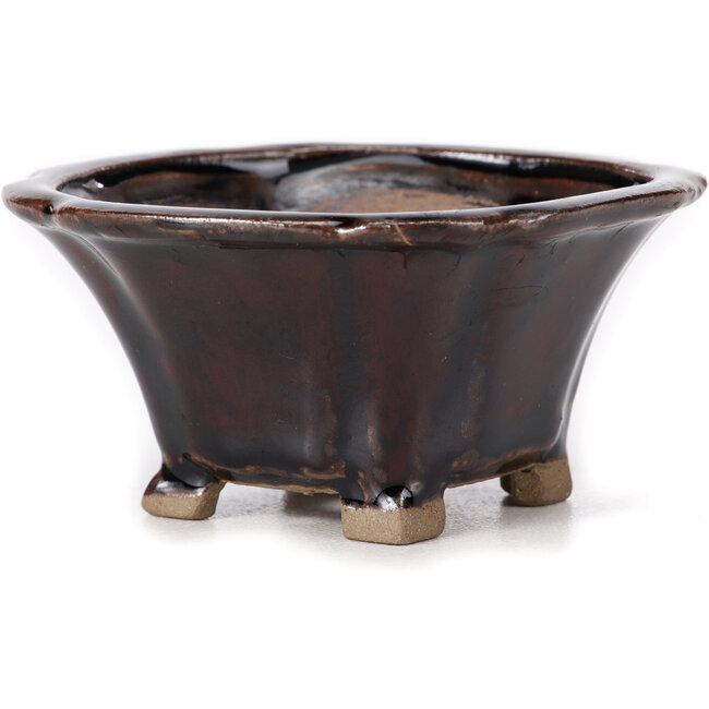 Pot à bonsaï carré marron par Seto - 90 x 90 x 45 mm