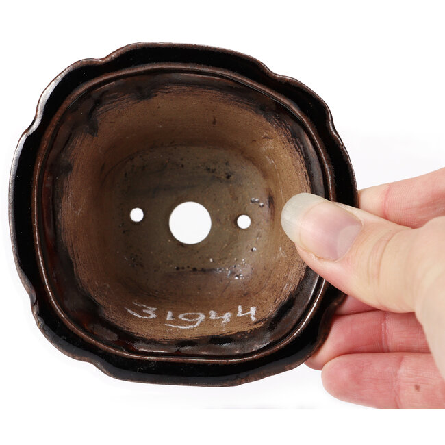 Pot à bonsaï carré marron par Seto - 90 x 90 x 45 mm