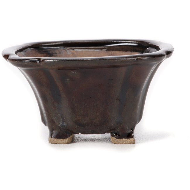 Square brown bonsai pot by Seto - 90 x 90 x 45 mm