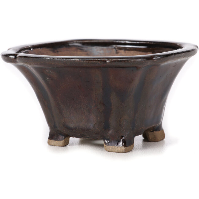 Vierkante bruine bonsaipot van Seto - 90 x 90 x 45 mm