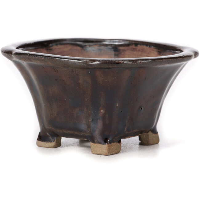 Square brown bonsai pot by Seto - 90 x 90 x 45 mm