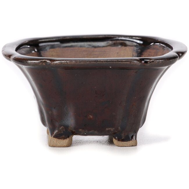 Square brown bonsai pot by Seto - 90 x 90 x 45 mm