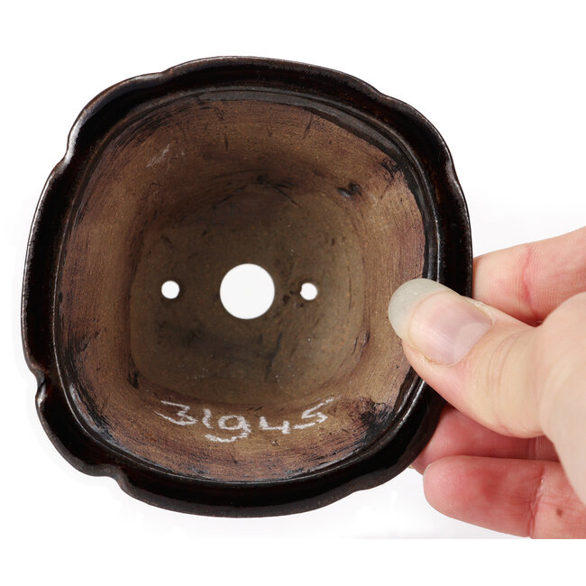 Vaso bonsai quadrato marrone di Seto - 90 x 90 x 45 mm