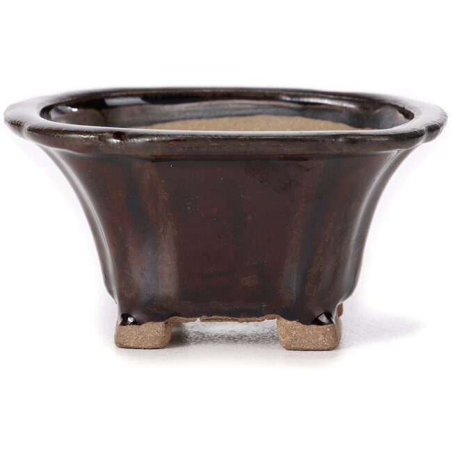 Pot à bonsaï carré marron par Seto - 90 x 90 x 45 mm