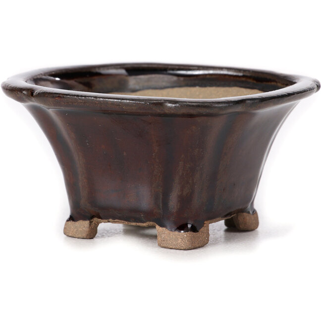 Vierkante bruine bonsaipot van Seto - 90 x 90 x 45 mm