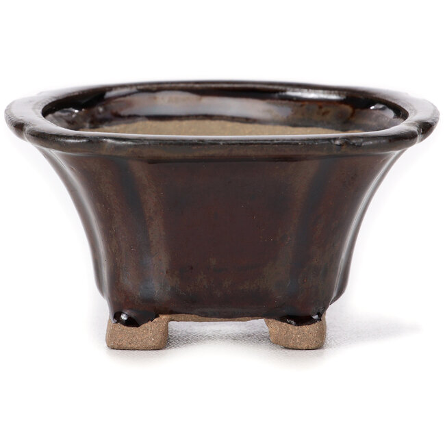 Square brown bonsai pot by Seto - 90 x 90 x 45 mm