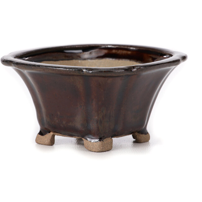 Vierkante bruine bonsaipot van Seto - 90 x 90 x 45 mm