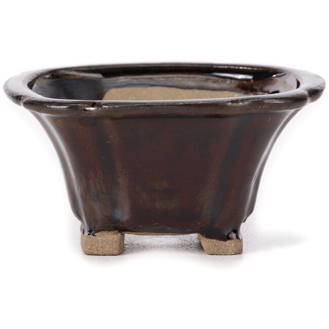 Square brown bonsai pot by Seto - 90 x 90 x 45 mm