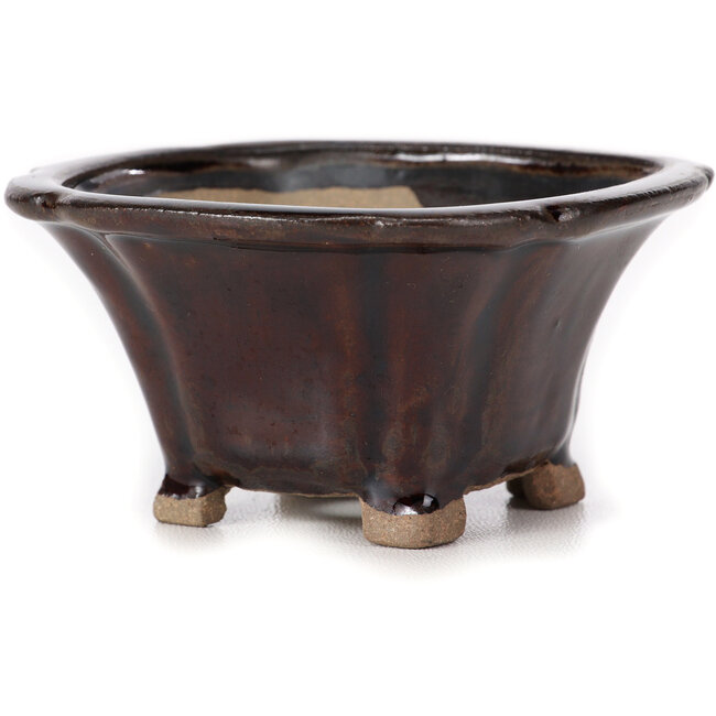 Square brown bonsai pot by Seto - 90 x 90 x 45 mm