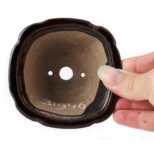 Square brown bonsai pot by Seto - 90 x 90 x 45 mm