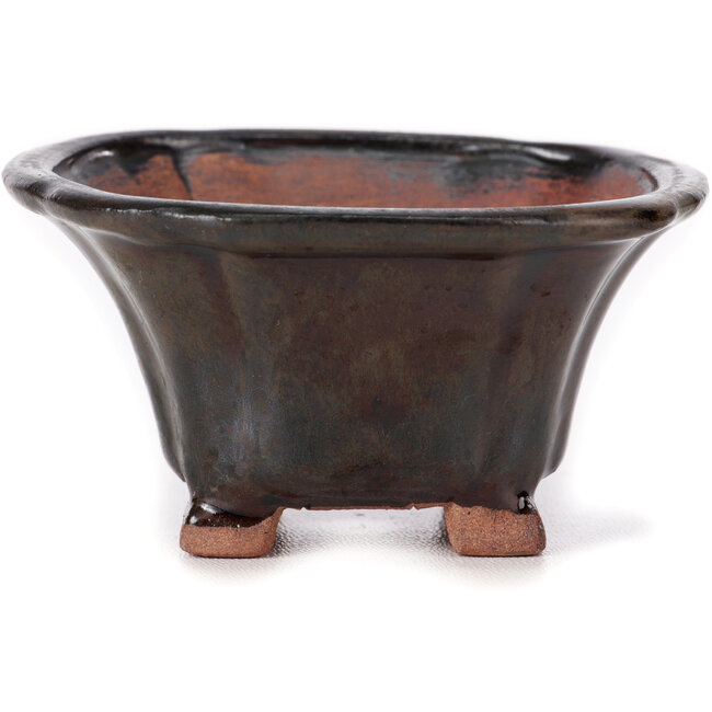 Square brown bonsai pot by Seto - 90 x 90 x 45 mm