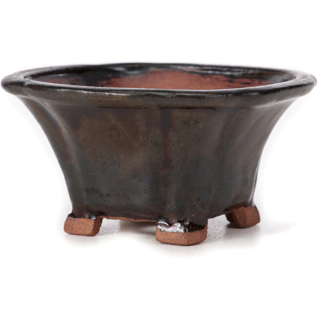 Vaso bonsai quadrato marrone di Seto - 90 x 90 x 45 mm